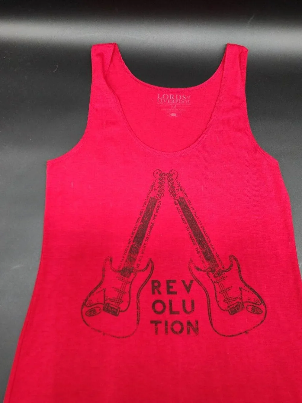 Revolution Tank Top Guitar Medium Red Rock Music Sleeveless Lords Of Liverpool - Picture 2 of 6